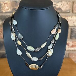 Chico’s Multi Strand Two Tone Beaded Rock Necklace